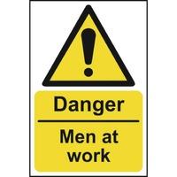 danger men at work self adhesive sticky sign 200 x 300mm