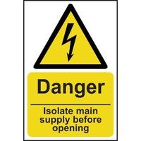 danger isolate main supply before opening sign rpvc 200 x 300mm
