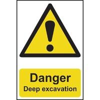 danger deep excavation sign rpvc 200 x 300mm