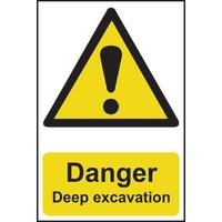 danger deep excavation sign pvc 400 x 600mm