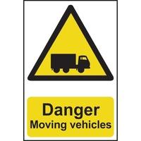 danger moving vehicles sign pvc 200 x 300mm