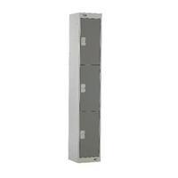 dark grey door 450mm deep three compartment locker mc00051