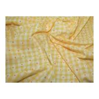 Daisy Puff Print Gingham Dress Fabric Yellow