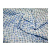 daisy puff print gingham dress fabric pale blue