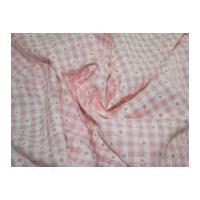 Daisy Puff Print Gingham Dress Fabric Pale Pink