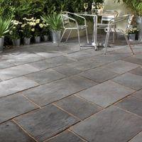 dark grey layered slate effect mixed size paving pack l2750 w2450mm