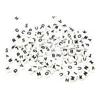 darice round plastic alphabet letter craft beads white black