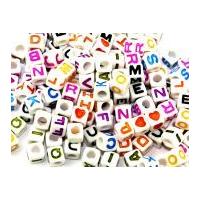 Darice Square Plastic Alphabet Letter Craft Beads White & Multi