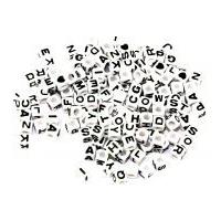 darice square plastic alphabet letter craft beads white black