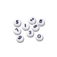 Darice Round Plastic Number Craft Beads White & Black