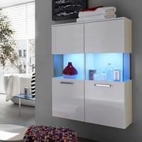 Dale Wall Mount Bathroom Storage Cabinet White High Gloss LED