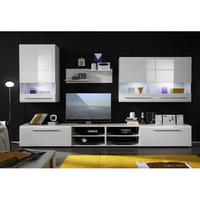 Day Living Room Furniture Set In White High Gloss With LED