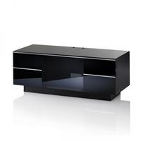 Damian TV Stand In Black Glass Top And Piano Black High Gloss