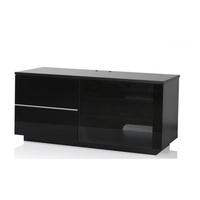 Damon Modern TV Stand In Black With Glass And Gloss Doors