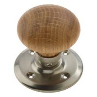 dark oak mortice knobs on satin nickel rose