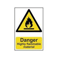 danger highly flammable material pvc 200 x 300mm
