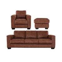Dante Fabric 3 Seater Sofa, Armchair and Footstool