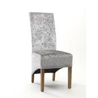 Dalia Crushed Velvet Fabric Silver Dining Chairs