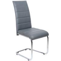 Daryl Dining Chair In Grey PU Leather With Stainless Steel Legs