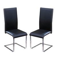 Dakota Dining Chair In Black Faux Leather in A Pair