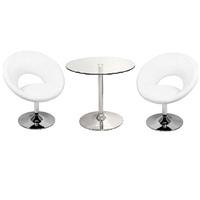 dante glass bistro table with 2 polo chairs