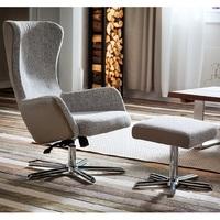 Davis Relaxing Chair With Foot Stool In Grey Beige Fabric