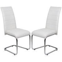 Daryl Dining Chair In White PU Leather in A Pair