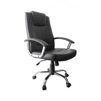 Davina Home Office Chair In Black PU With Castors