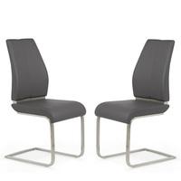 dawlish dining chair in grey faux leather and brushed steel