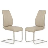 Dawlish Dining Chair In Taupe Faux Leather And Brushed Steel