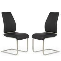 Dawlish Dining Chair In Black Faux Leather And Brushed Steel