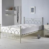 dales contemporary double bed in cream metal