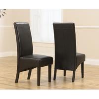 Dakota Brown Dark Oak Faux Leather Dining Chairs (Pair)
