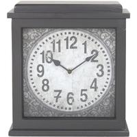 Dark Grey Wood Square Mantle Clock