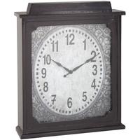 dark grey wood rectangular mantle clock