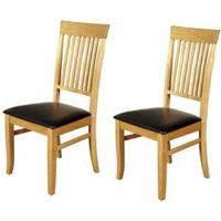 Dalton Light Oak Dining Chair with Dark Brown Faux Leather Seat Pad (Pair)