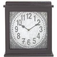 dark brown wood square mantle clock