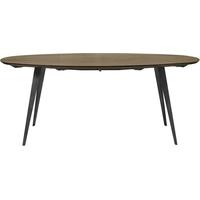 Dark Wooden Oval Dining Table with Black Legs