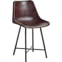 Dark Brown Leather Chair with Iron Legs