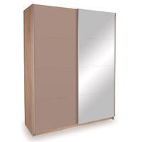 Dallas Oak Double Sliding Gloss Mirrored Wardrobe Putty