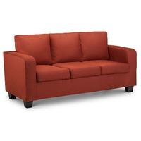 Dani 3 Seater Sofa Red Fabric Dark Foot