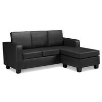 dani faux leather chaise sofa black