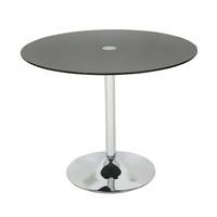 Dante Glass Dining Table Round In Black With Chrome Base