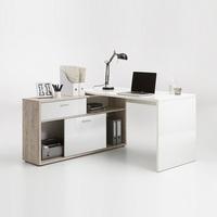 dalton corner computer desk in sand oak and gloss white