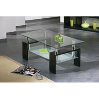 Dana Clear Glass Rectangular Coffee Table With Black Wooden Base
