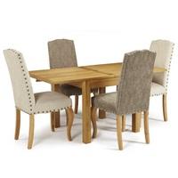 Darcey Extendable Dining Table In Oak With 4 Madeline Chairs