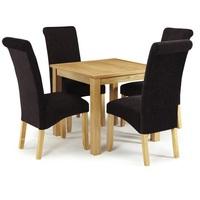 Darcey Dining Table In Oak And 4 Ameera Chairs In Aubergine
