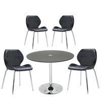 Dante Glass Dining Table In Black With 4 Darcy Chairs
