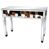 Darcy Console Table In Mirrored Glass Top With Coloured Panels