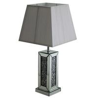 Dalphine Table Lamp In Silver Shade With Mirrored Panel